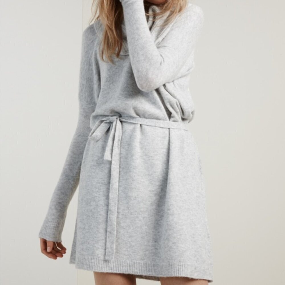 Madewell Gray Wool Blend Viewpoint Turtleneck Sweater Dress L